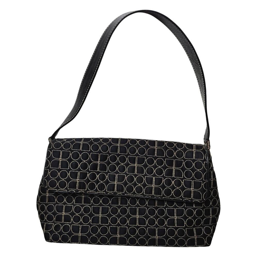 Kate Spade 1990s Iconic Purse, Vintage Logo Handbag, Dot Noel, Black & Tan Bag